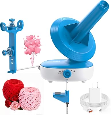 Caydo Electric Yarn Winder Pro, 10oz Large Automatic Ball Winder for Crocheting, Dual-Spring Strong Tension Stepless Speed Yarn Cake Spinner, Ideal Womens Day Present for Crochet LoversBlue