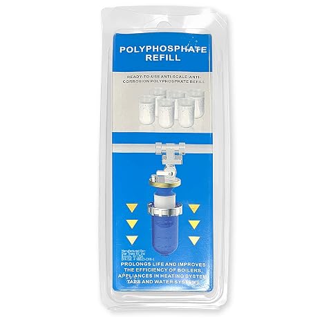 Replacement Cartridge for Polyphosphate Feeder Scale Inhibition Whole House Inline System to Correct Harms Caused by Inorganic Groundwater Impurities 6 Pack