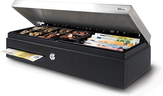 Safescan SD-4617S Flip-Top Cash Drawer That Safely Stores Your Cash - Till Drawer with 6 Note and 8 Coin Slots - Cash Till with RJ-12 Connection - Solid Cash Register Drawer of 46 X 17 X 10 cm