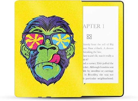 MightySkins Glossy Glitter Skin Compatible with Amazon Kindle Paperwhite 5 6.8-inch 11th Gen (2021) Full Wrap - Hypno Chimp | Protective High-Gloss Glitter Finish | Easy to Apply | Made in The USA