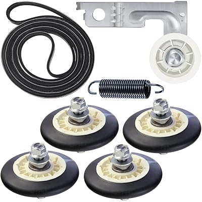 Upgraded Dryer Rollers Kit Compatible with LG Kenmore Dryers Parts Includes Drum Roller 4581EL2002C Dryer Belt 4400EL2001A and Idler Pulley 4561EL3002A, Figures 6 and 7 are Fit Models