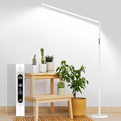 STERREN Grow Lights Stand for Indoor Plants, Full Spectrum Plant Floor Lamp for Indoor Growing, 22W LED Plant Light with 4812H Timer, 47 Modern White Standing Grow Light for All Stages,1437lm