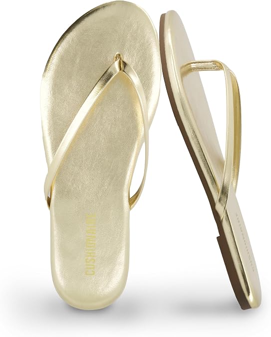CUSHIONAIRE Cruise Lightweight Womens Flip Flops, Comfortable Beach Sandals for Women with Cushioned Footbed & Flexible Slip On Design