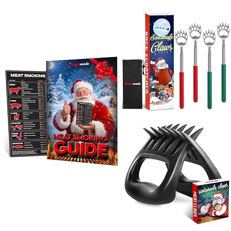 Stocking Stuffers 3 Pack, Meat Smoker Guide, Back Scratchers 4pcs, Meat Shredder Claws