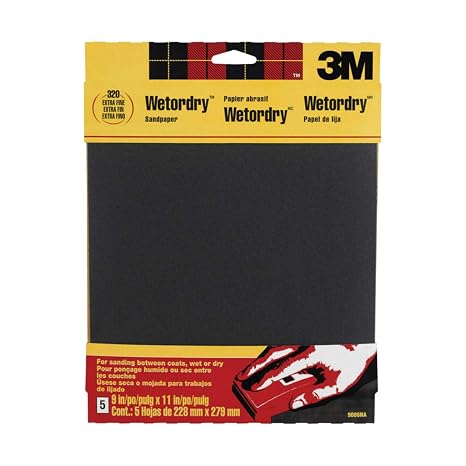 Waterproof Silicone Carbide Sandpaper, 320-Grit, 9 x 11-in., 5-Pk.