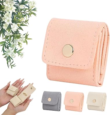 Mini Travel Jewelry Bag, Small Travel Jewelry Organizer Case, Portable Foldable Mini Travel Roll Bag with Buckle, Small Box for Travel Essentials, Earrings, Rings, Necklaces Pink