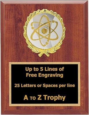 Trophies Science Plaque Awards 6x8 Wood Academic Education Trophy Free Engraving