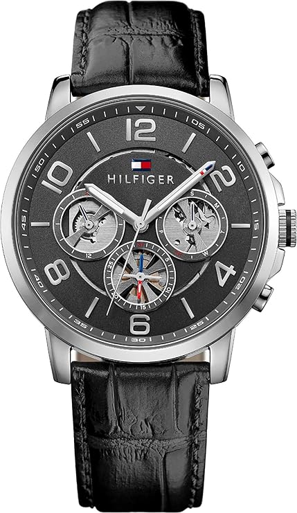 Tommy Hilfiger Mens Quartz Watch, Multi dial Display and Leather Strap 1791289