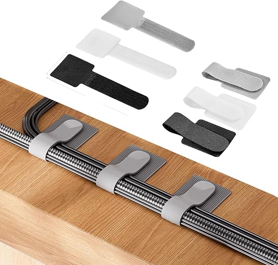 Cord Organizer Cable Management Under Desk for Home Office, 45Pack | Hook and Loop Cable Straps Adhesive 2 Size Wire Organizers for Desk Computer Cables