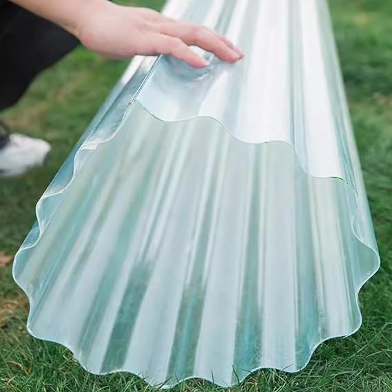 Clear Roof Sheet,1.2mm Corrugated Roofing Sheets,FRP Daylighting Plate,Flame Retardant/Rainproof/Anti-UV Garage Roofing Covers,Replacement Shed Panel,1/3/6/7/9/10 Pcs (0.9x1.5m/35x59in,10 Pcs)
