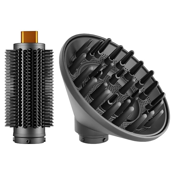 Round Brush Attachment and Large Diffuser Attachment Compatible with Dyson Airwrap for Dyson Air wrap Accessories to Straighten Add Volume Dryer Faster and Define Curls Hair