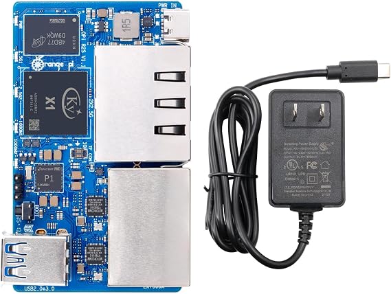 Orange Pi R2S 2GB/4GB/8GB RISC-V Single Board Computer with 8-Core RISC-V AI CPU, 8GB Onboard eMMC, Dual 2.5G & Dual 1000M Ethernet, Development Board Run OpenWrt/Ubuntu (4GB+Power Supply)