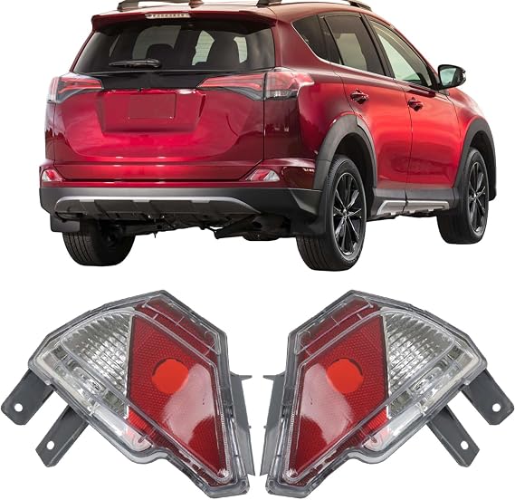 Silscvtt Bumper Tail Light Rear Reflector Assembly Halogen Replacement for Rav4 2016-2018 Driver and Passenger Side