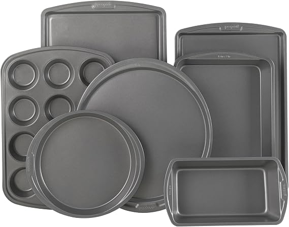 GoodCook Everyday 7-Piece Non-Stick Bakeware Set 2 Cookie Sheet Pans, Round Cake Pan, Loaf Pan, Pizza Pan, Bake & Roast Pan, 12-Cup Muffin Pan - Baking Supplies, Baking Pans Set