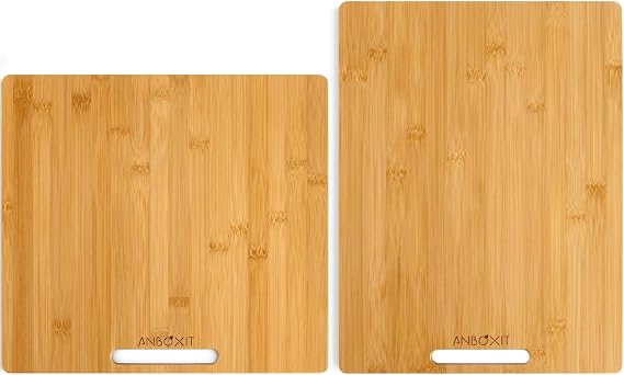 ANBOXIT Appliance Slider, Wide - Medium & Deep - Large, Bamboo Sliding Tray for Coffee Maker, Kitchen Countertop Appliance Rolling Tray, Coffee Pot Slider Tray with Rubber Wheels