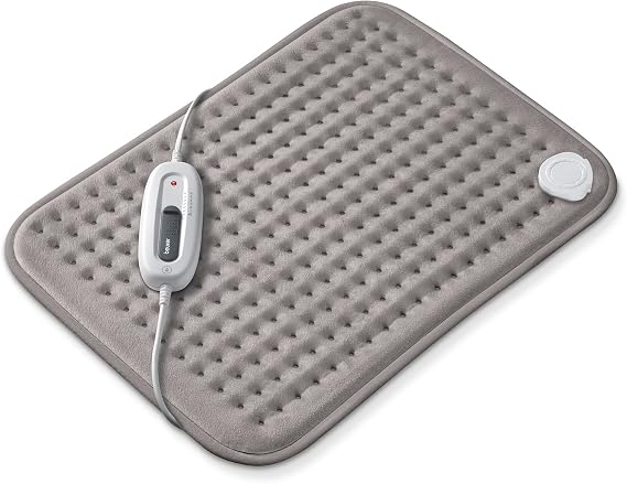Beurer Small Ultra-Soft Fast Heating Pad for Neck, Elbow, Knee, Shoulder, Cramps and Back Pain Relief, 6 Temperature Settings, Machine Washable, Auto Shut-Off, Overheat Protection, Grey