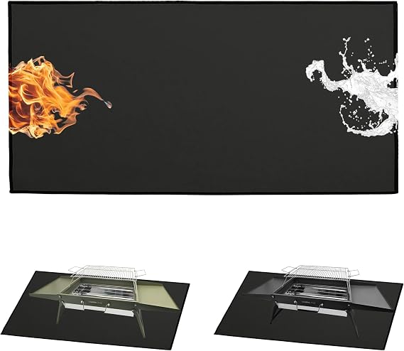 Charmline Fireproof Grill Mat, Heat Resistant & Waterproof Table Protector for Outdoor Grills, Prep Tables and BBQ Stations, Suitable for 18 x 13 in Portable Charcoal Grill, 44 x 24 in
