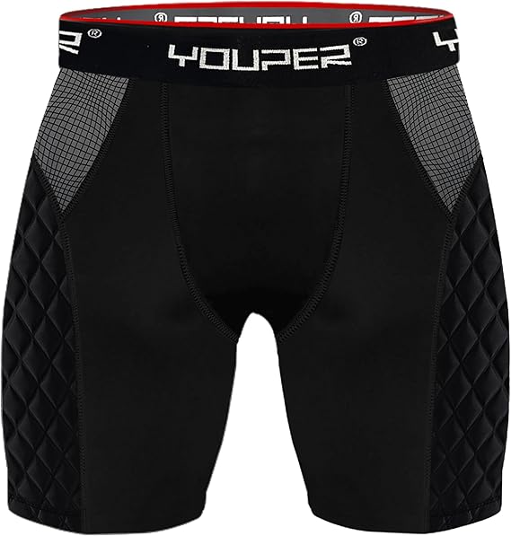 Youper Adult Elite Compression Padded Sliding Shorts w/Cup Pocket for Baseball, Football