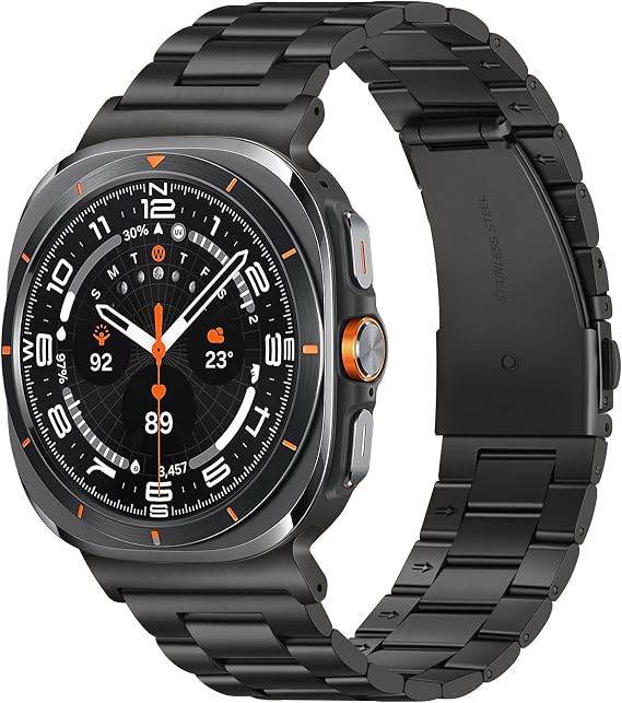 Metal Strap Compatible with Samsung Galaxy Watch Ultra Straps (2025/2024) 47mm, No Gap Stainless Steel Band for Galaxy Watch Ultra 47mm, Graphite | Samsung Watch Ultra Band (2026/2025/2024), No Gap Stainless Steel Strap for Men and Women, Graphite