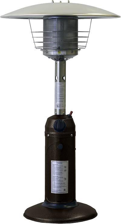 Hiland HLD032-CG Portable Table Top Patio Heater, 11,000 BTU, Use 1lb or 20Lb Propane Tank, Bronze/Gold Hammered Finish