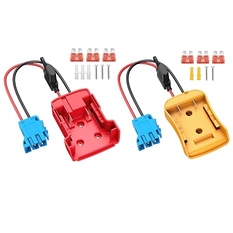 2 Packs Battery Adapter for Power Wheel with Wire Harness Connector Compatible with Peg-Perego Children Ride-on Car, 12AWG Wire with 40A Fuse