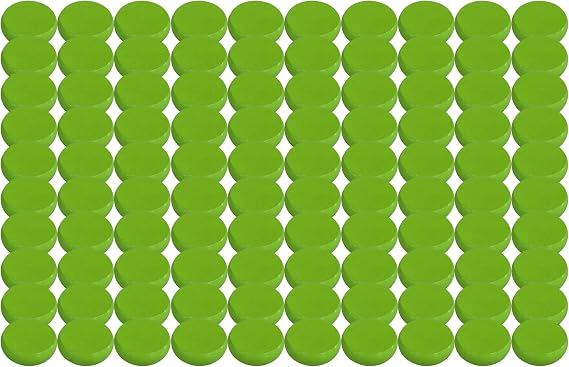 100 Lime Green Crokinole Game Discs (Large Discs - 1 1/4 Inch Diameter (3.2cm))