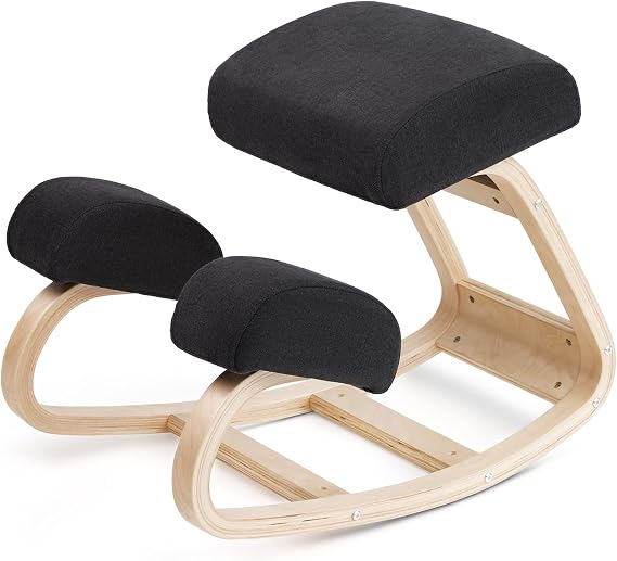 Ergonomic Kneeling Chair with Extra Padding - Posture Support Comfortable Desk Chair - Angled Rocking Stool & Balancing Seat - Natural Relief for Neck or Back Pain (with Extra Padding)
