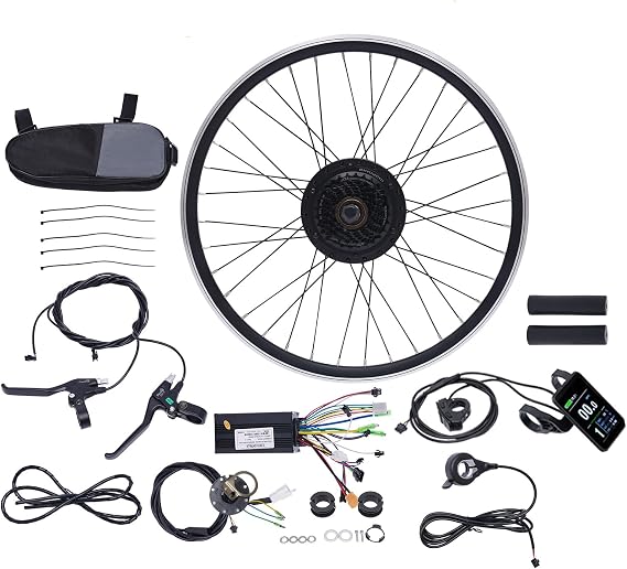 Electric Bike Conversion Kit 24"" Rear Wheel 36V 500W E-Bike Conversion Kit Dual Mode Controller 5 Speed Adjustable E-Bike Cycling Hub Conversion Kit, Black