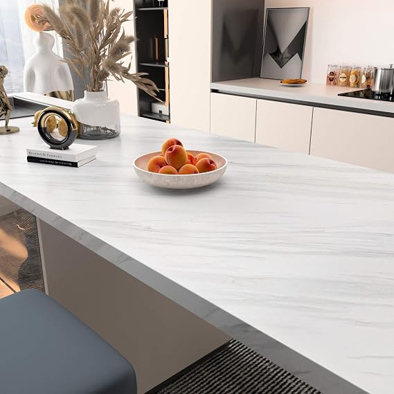 Stickyart White Marble Contact Paper Peel and Stick Marble Countertops for Kitchen Bathroom Waterproof Self Adhesive Marble Contact Paper for Cabinets Drawers Removable Faux Marble Wallpaper 12"x160"