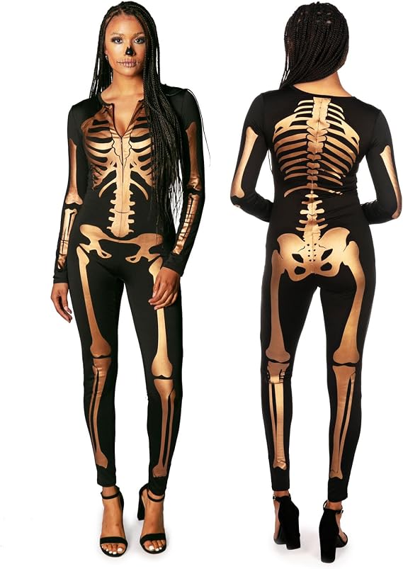 Tipsy Elves Sexy Halloween Skeleton Bodysuit for Women - One Piece Costume