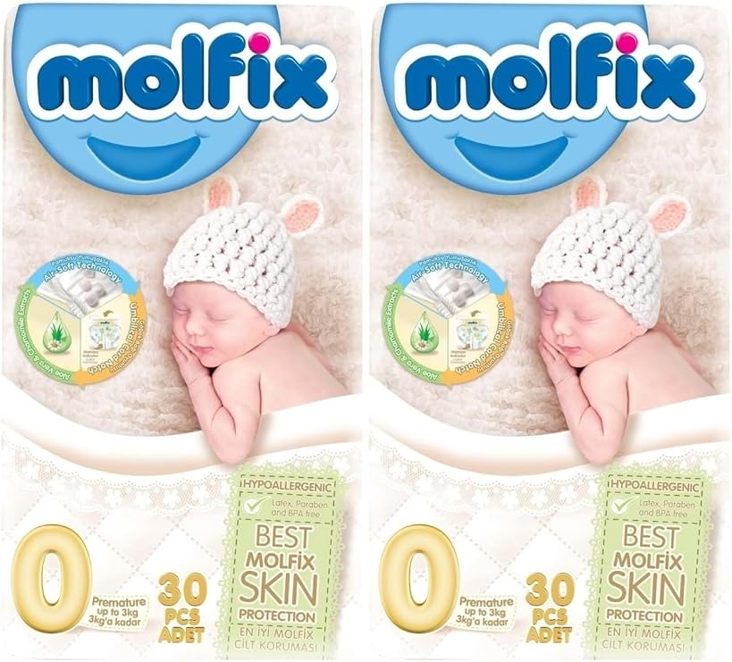 Molfix Bebek Bezi, Beden 0 (0-3 kg), Prematüre, 60 Adet