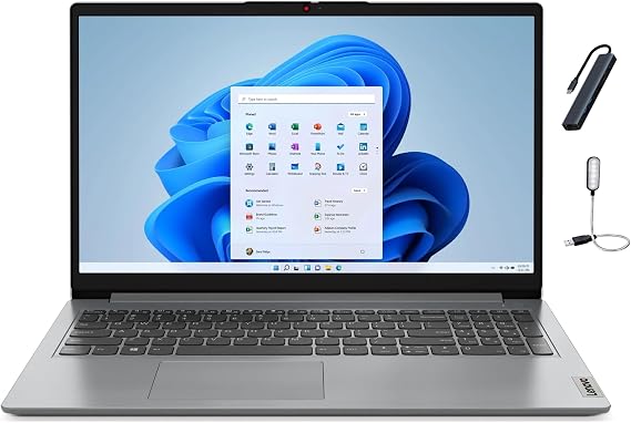 Lenovo Ideapad 1 15.6" HD Student Laptop, Intel Celeron N4500, 1.1GHz, 12GB DDR4 Memory, 128GB eMMC + 512GB SSD, 1 Year Microsoft 365, Intel UHD Graphics, Windows 11 Home in S Mode, Cloud Grey