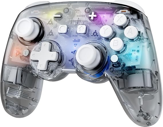 Switch 2 Pro Controller Compatible with Switch 2/OLED/Lite,Wireless Hall Effect Switch Controller, RGB Switch Pro Controller, Bluetooth Gamepad with 7 LED Colors/Wake Up/Dual Shock/Turbo - Gray