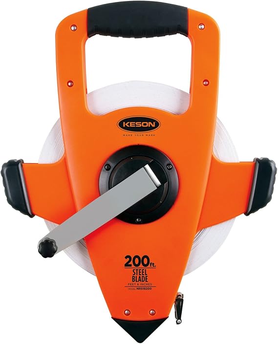Keson NRS18M100 Nylon-Reinforced Steel Blade Tape Measure, Speed Rewind with Double Hook (Graduations: Ft., In., 1/8 & m, cm, 2mm), 30M / 100-Foot