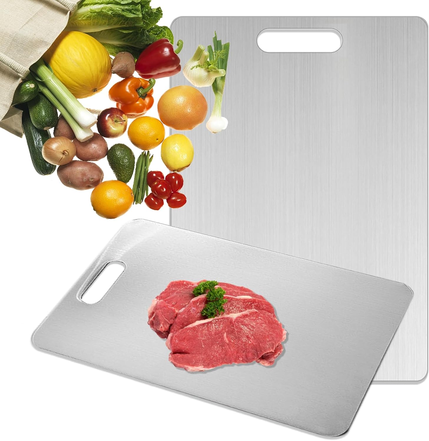 Titanium Cutting Board - Titanware Titanium Cutting Boards for Kitchen Non Toxic, Double-Sided Medical-Grade Hygiene Durable Non Moldy, Dishwasher Safe Stainless Steel Cutting Boards1PC 1115.5 Inch