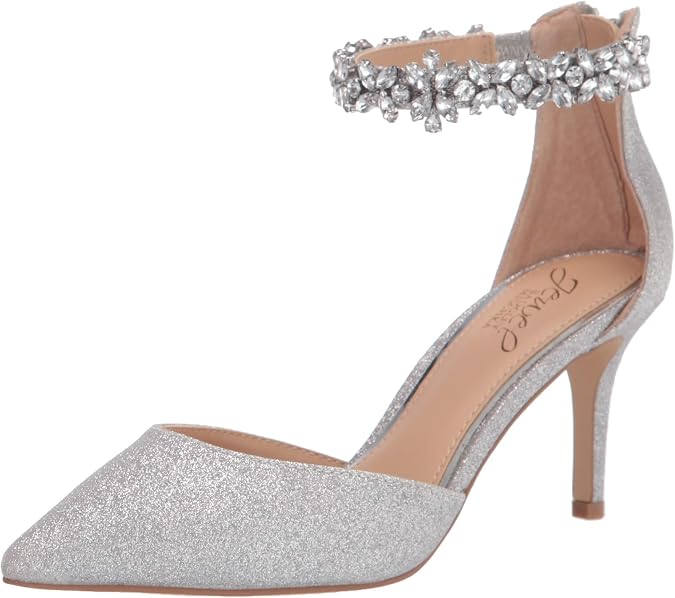 Jewel Badgley Mischka Women's Lowry Pumps, Silver Glitter, 7