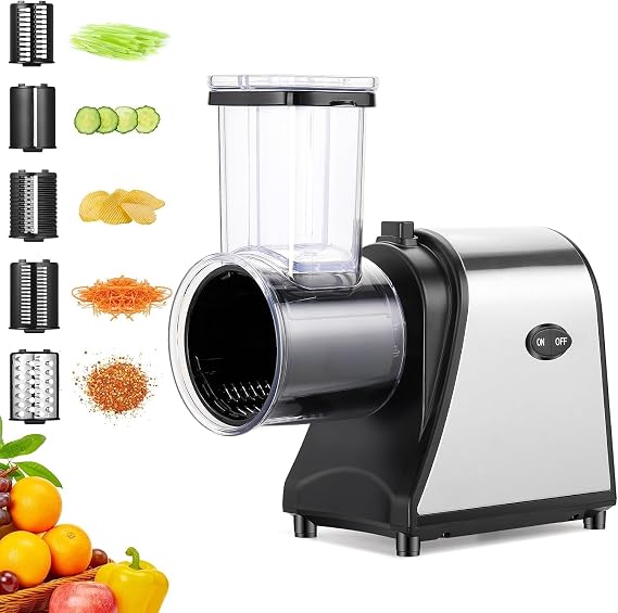 Electric Cheese Grater 5-in-1, 250W Upgraded Slicer Shredder