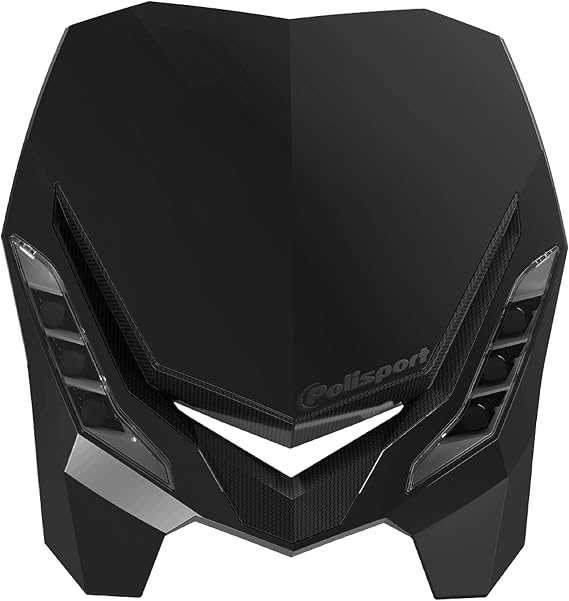 Polisport Motocross (MX) E-Blaze LED Headlight - Black | Ultra-slim, lightweight LED motorcycle headlight with adjustable high and low beams for street, dirt, and enduro bikes.