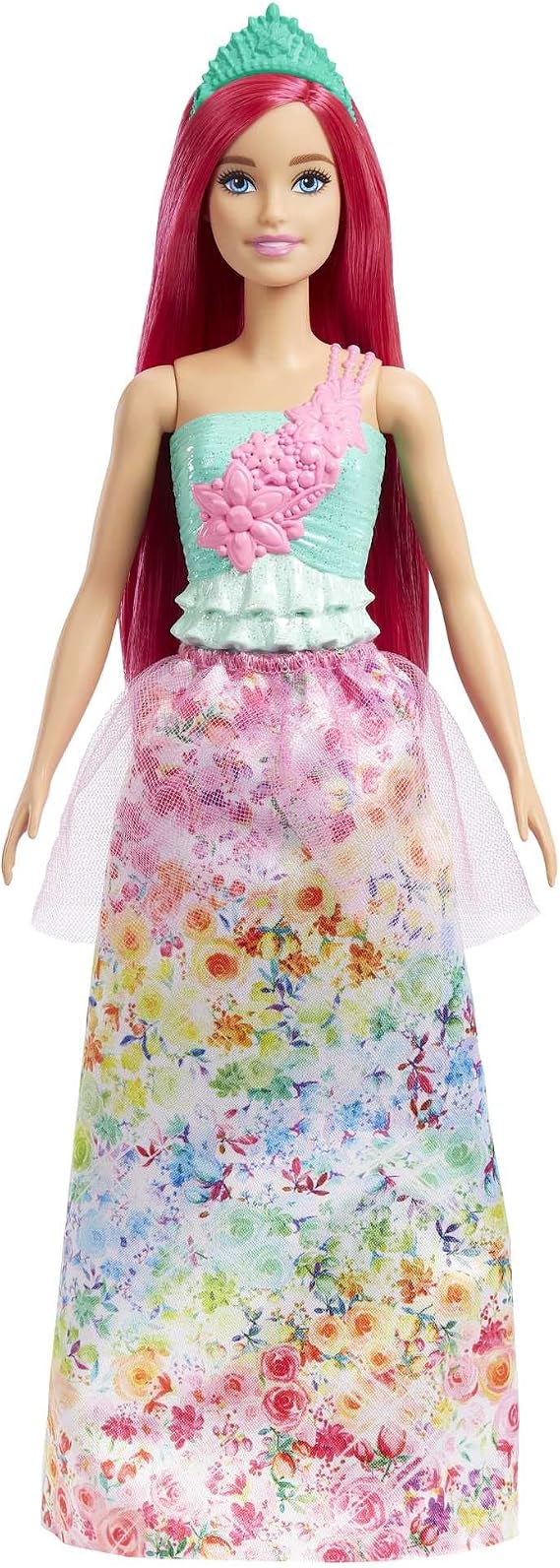 Barbie Dreamtopia Royal Doll with Dark-Pink Hair & Sparkly Bodice Wearing Removable Skirt, Shoes & Headband, HGR15