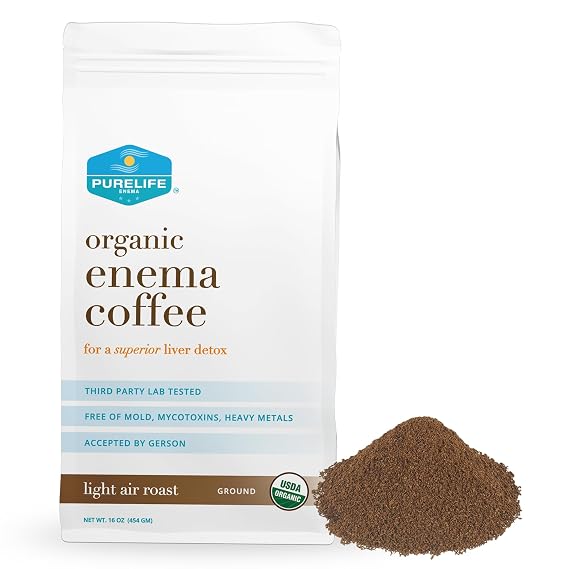 Purelife Organic Enema Coffee- 1 Lb. Light Air Roasted - LAB TESTED - Mold, Fungus, Mycotoxin Free