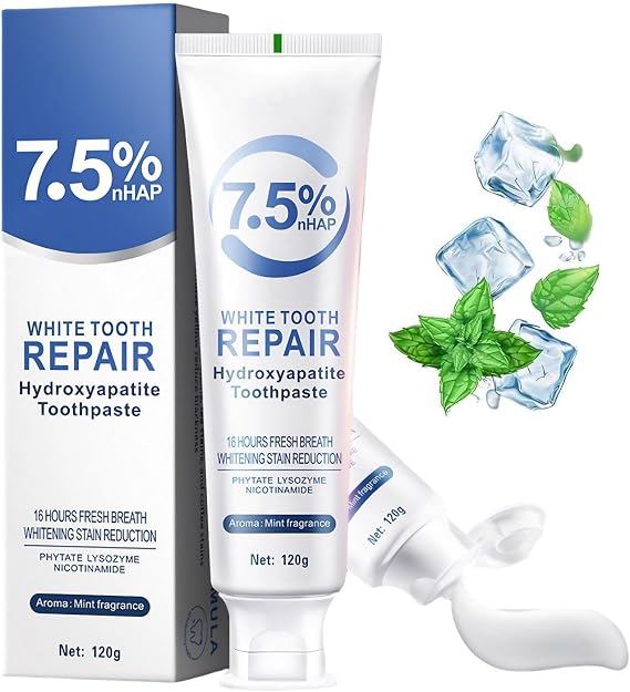 Hydroxyapatite Toothpaste Enamel Protection and Tooth Strengthening Repair Fluoride-Free for Reduce Tooth Sensitivity White Teeth Mint Fragrance Fresh BreathGentle and Effective Formula