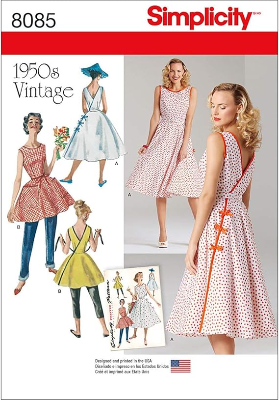Simplicity 8085 Women's Vintage 1950s Wrap Dress Sewing Pattern, Sizes 6-14