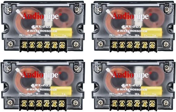 300 Watts 2 Way Crossover - 4 Pack Passive Car Audio Speaker Tweeter Mids and Highs CRX-203