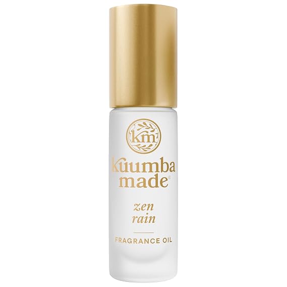 Kuumba Made Zen Rain Fragrance Oil Roll-On, Alcohol-Free, 0.15 Fl Oz | Long-Lasting Scented Oil with Orchid, Rose, Fern, Magnolia Notes, Skin-Friendly Perfume Roller, Vegan, Cruelty-Free