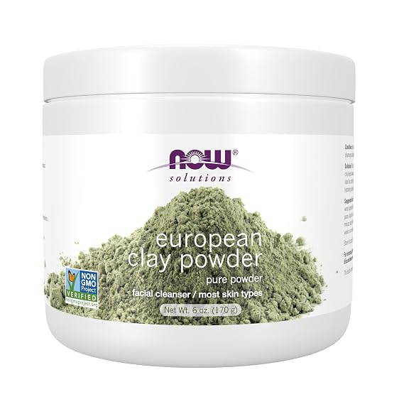 NOW Solutions, European Clay Powder, Pure Powder for a Detox Facial Cleansing Mask, 6-Ounce