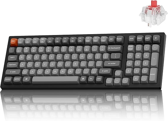Keychron K4 Max Wireless Mechanical Keyboard, 96% Layout QMK 2.4 GHz/Bluetooth 5.1/Wired, White Backlit with Hot-swappable Keychron Super Red Switch for Mac Windows Linux