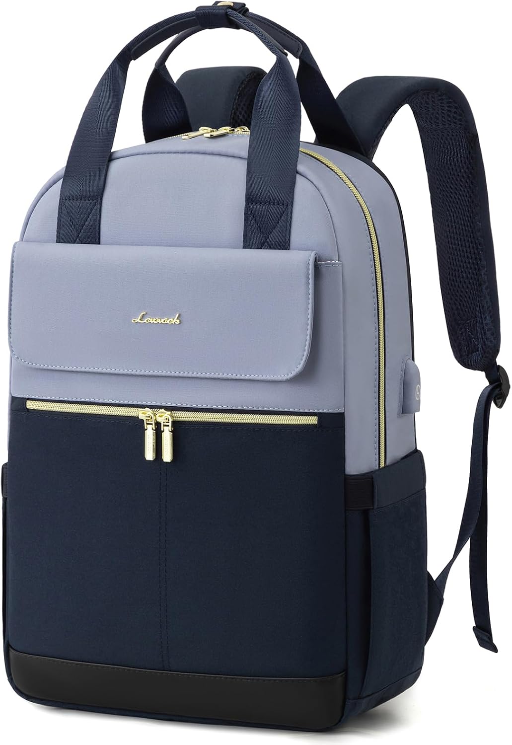 LOVEVOOK Backpack Womens, 15.6 Inch Laptop Rucksack Bag for Ladies, Lightweight School Bag with USB Port & Anti-theft Pocket, Stylish Daypacks Back Pack for College Uni Work Travel, Blue