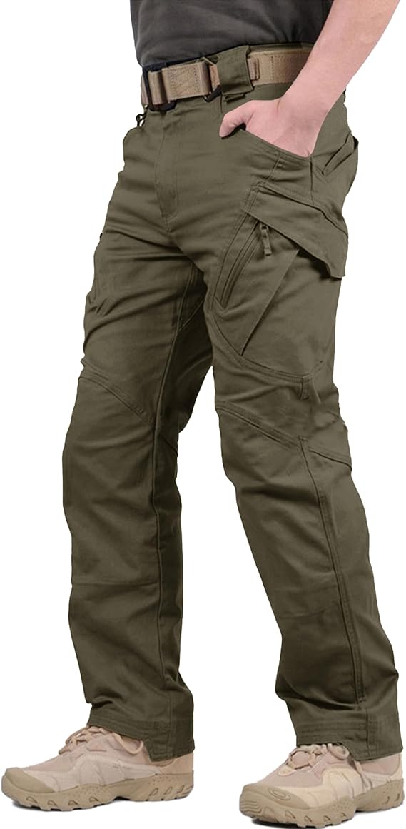 TACVASEN Men's Tactical Cargo Pants, Cotton 9 Pockets Work Pants, Stretch Hiking Pants, Lightweight Outdoor Workout Pant