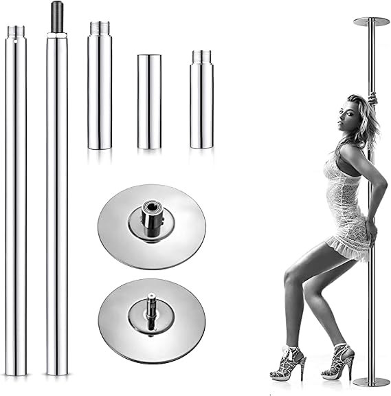 Luxton Adjustable Fitness Pole for Home Exercise Heavy-Duty Steel Strength Training Pole with Static & Spinning Modes Portable Full-Body Workout Equipment with Installation Kit