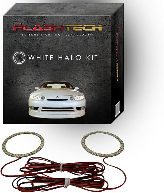 Flashtech White LED Halo Ring Accent Light Components Compatible with Lexus SC300 SC400 (1992-2002) - Front Accent Set